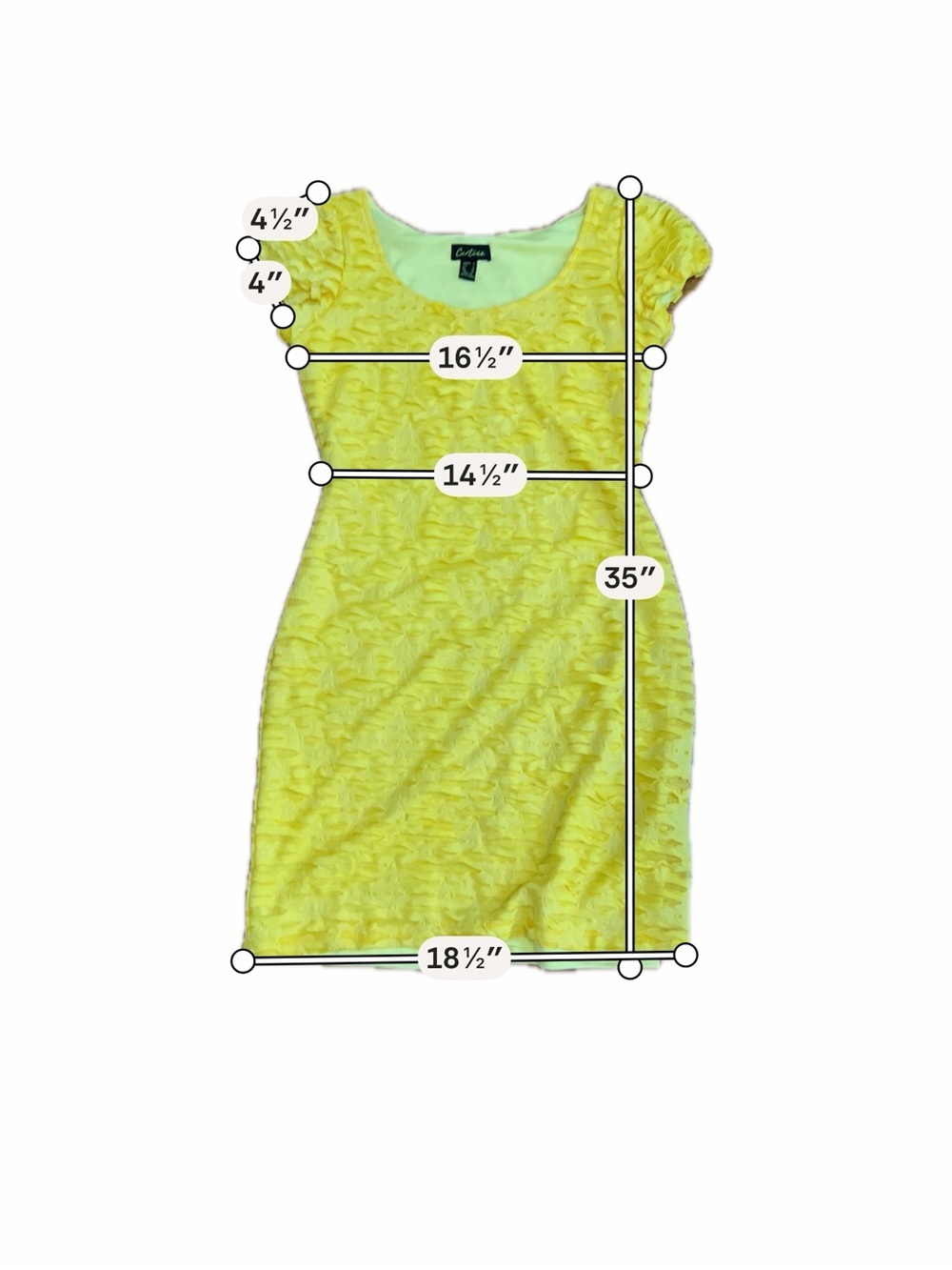Cartise Yellow Textured Bodycon Dress Size 6 Y2K Cocktail Party Statement - Picture 2 of 9